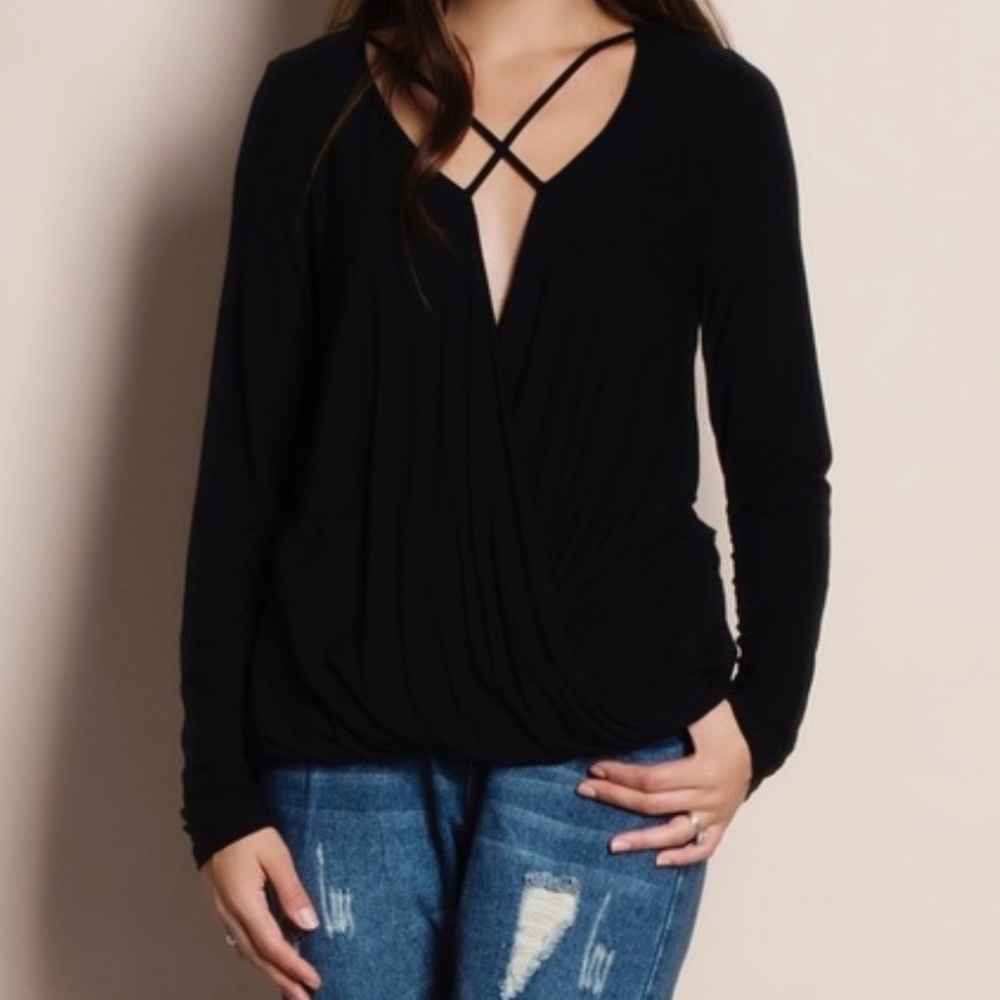 Wishlist Crisscross Faux Wrap Top